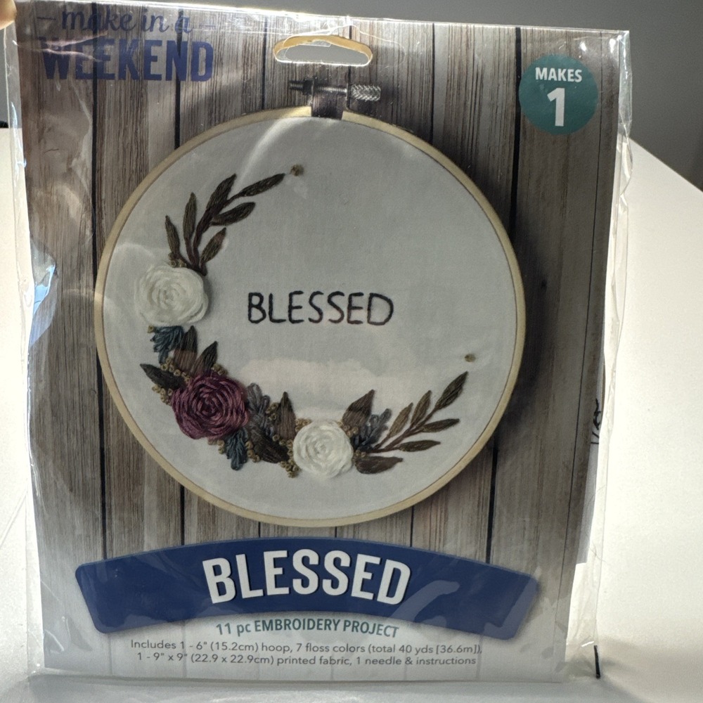 Leisure Arts 50724 Blessed Floral Embroidery Kit Stamped Cross Stitch Laura Gush